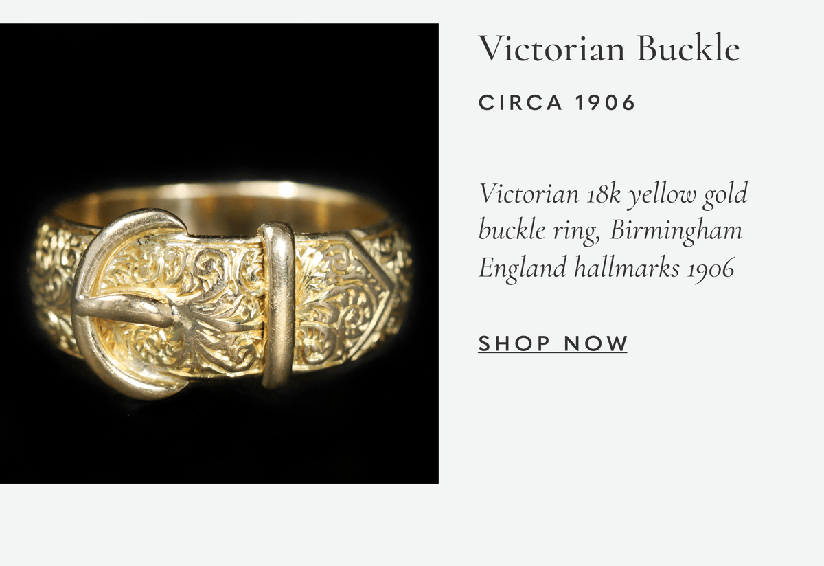 Victorian 18K Yellow Gold Buckle Ring, Birmingham England Hallmarks, 1906 | Shop Now