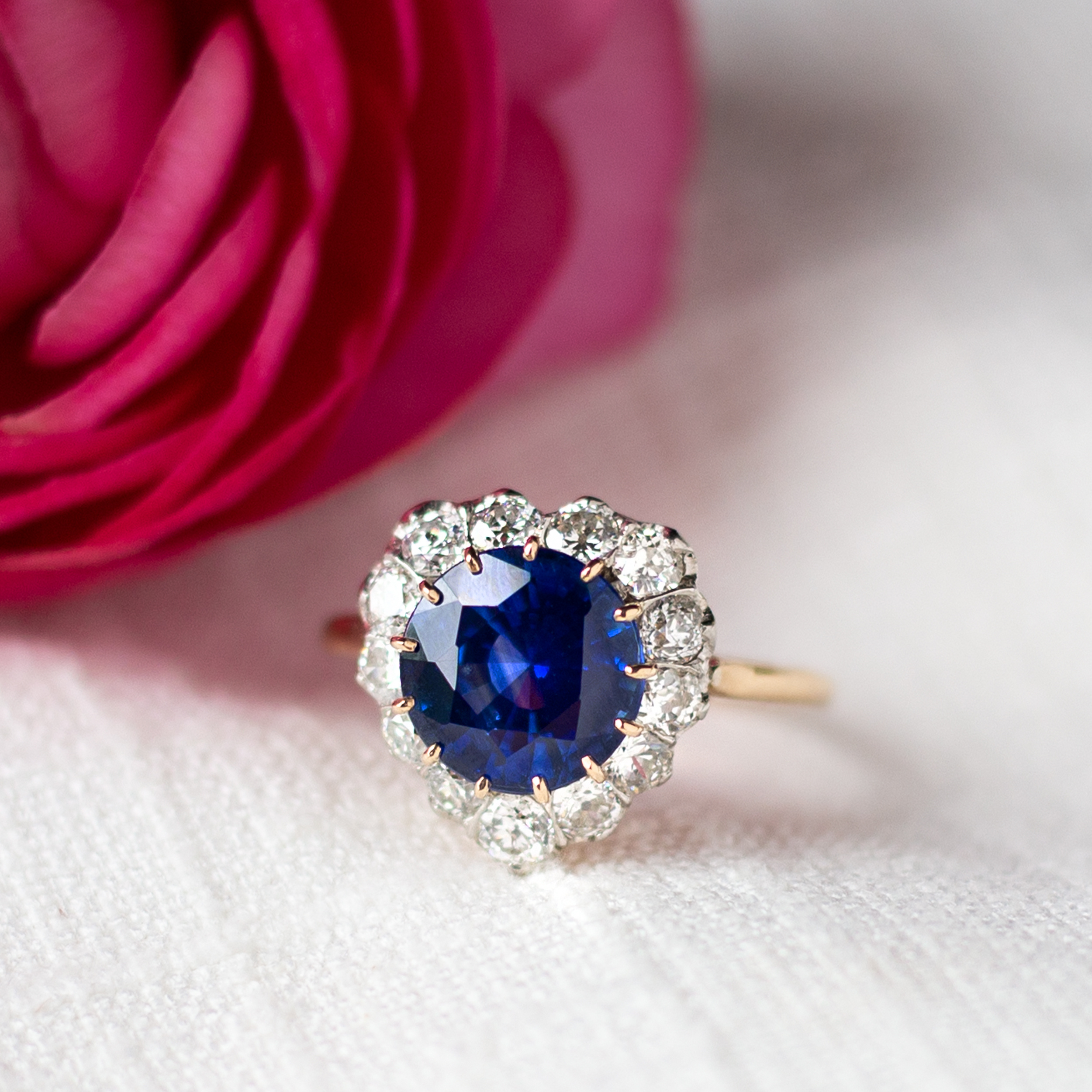 Edwardian Heart-Shaped Sapphire and Diamond Ring