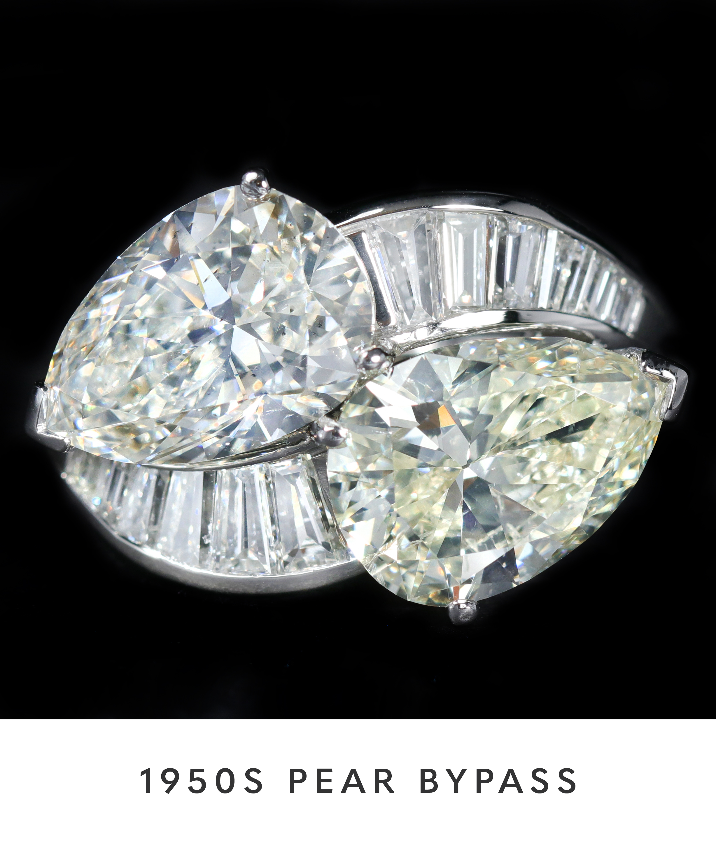 Platinum Pear Cut Diamond Bypass Ring