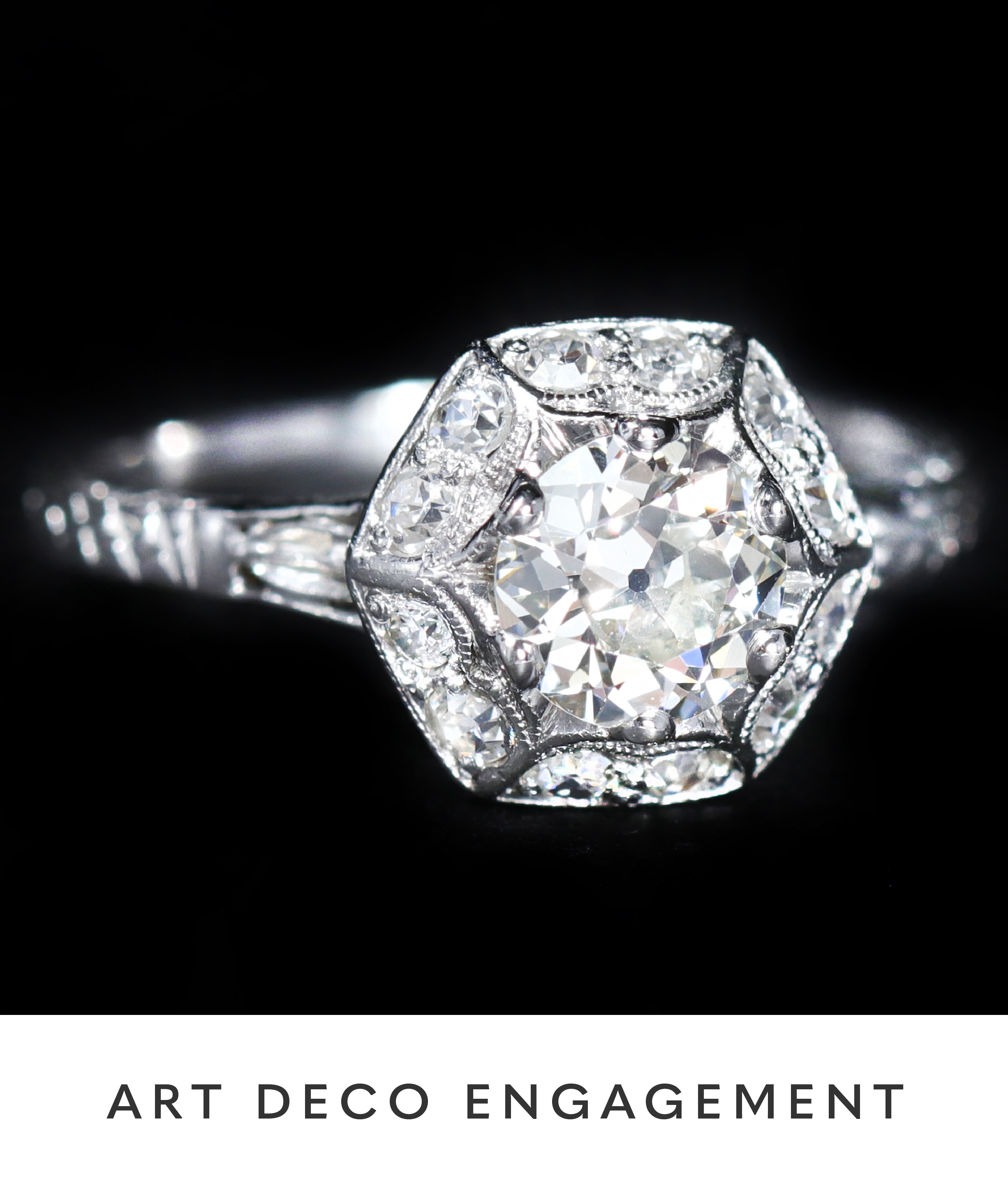 Art Deco Platinum Diamond Engagement Ring