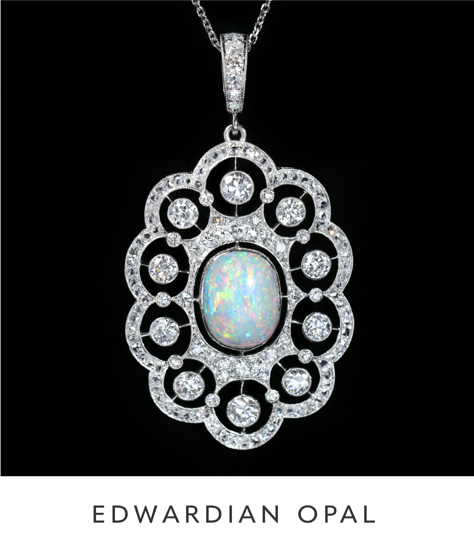 Edwardian 3.10 Carat Opal and Diamond Pendant