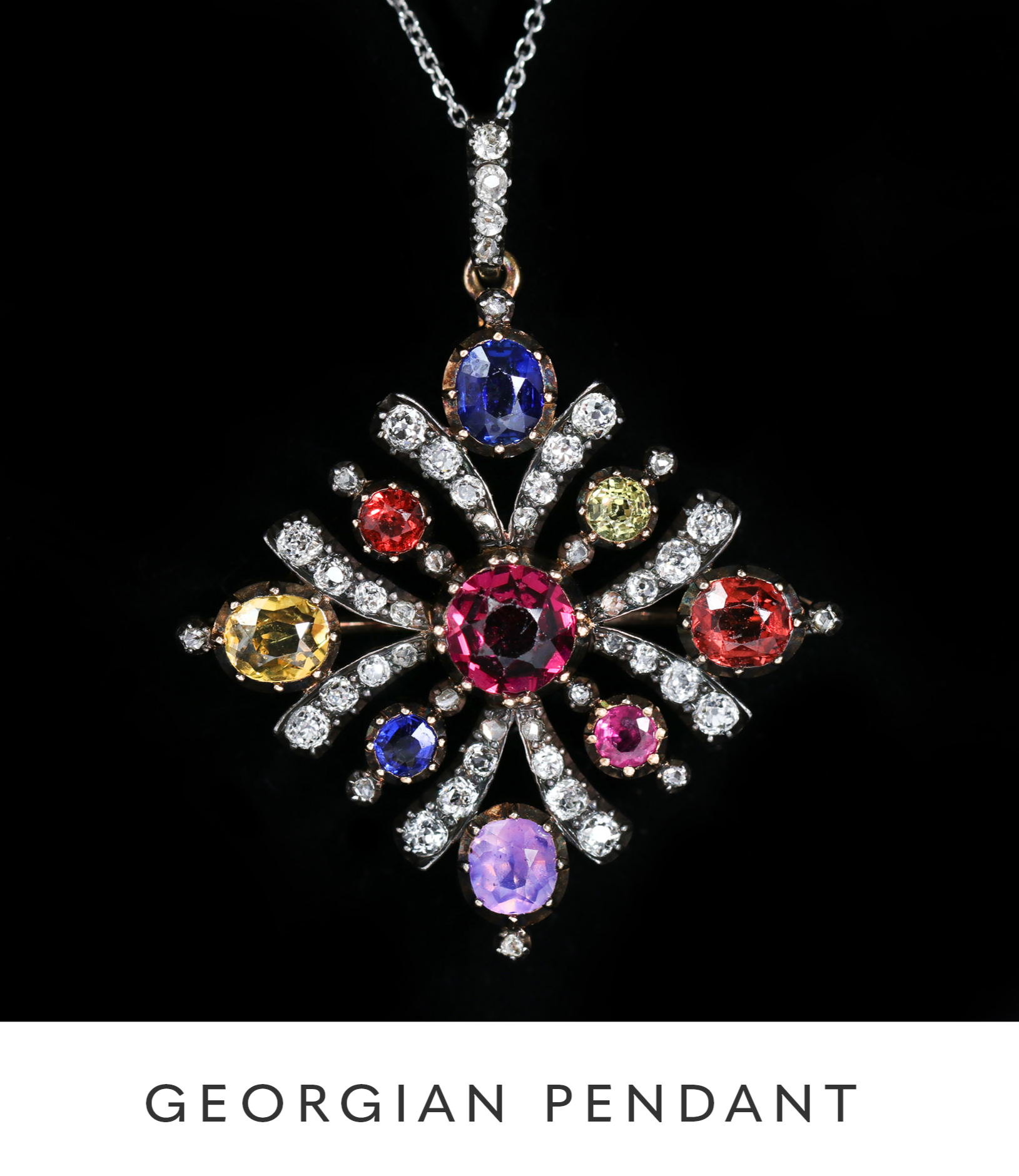 Georgian Diamond and Gemstone Pendant