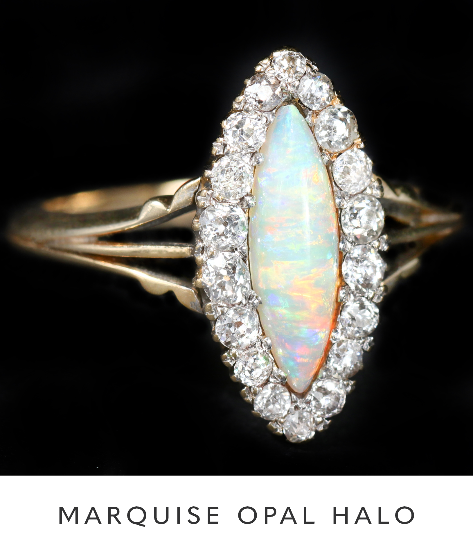 Victorian 18k Yellow Gold 1.25 Carat Opal and Diamond Ring