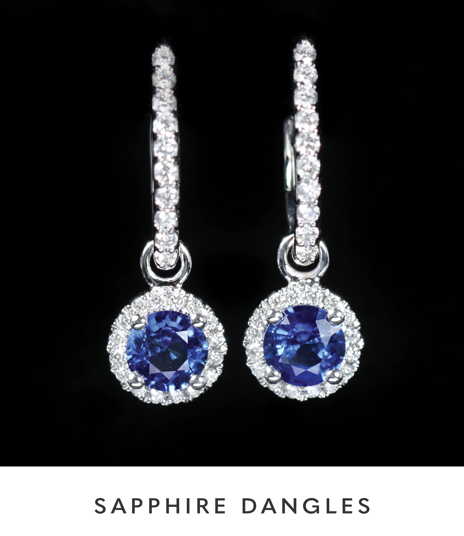 Sapphire and Diamond Dangle Hoop Earrings